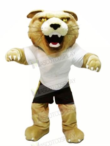 Fierce Wildcat with White T-shirt Mascot Costumes	