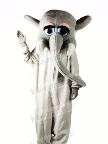 Grey Elephant with Big Eyes Mascot Costumes Cartoon	