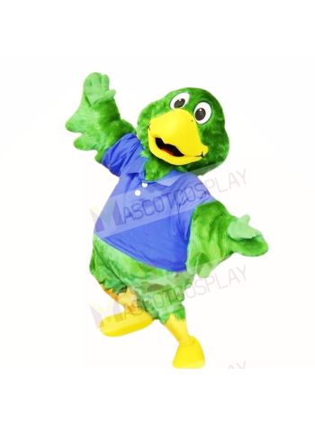 Green Parrot with Blue Shirt Mascot Costumes School
