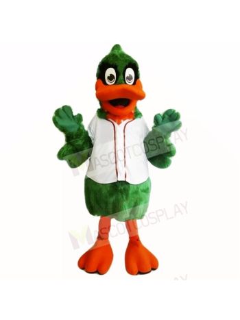 Green Duck with White Shirt Mascot Costumes Cartoon