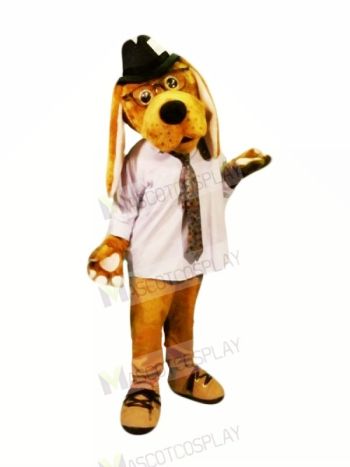 Brown Dog with Glasses Mascot Costumes Cartoon	