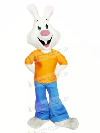 White Rabbit with Orange T-shirt Mascot Costumes	