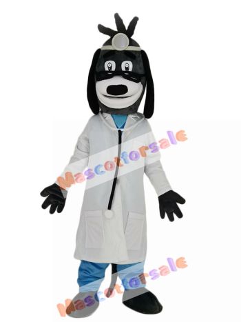 Doctor Dog with Black Glasses Mascot Costume Animal