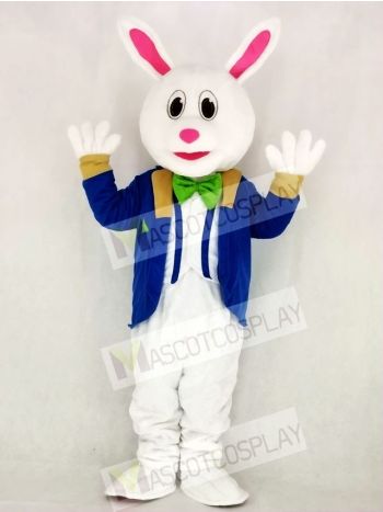 Funny Easter Bunny Rabbit with Blue Suit Mascot Costume School 	