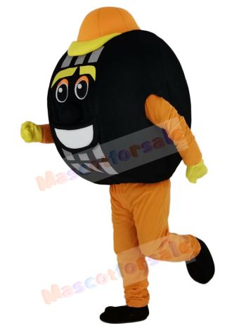 Orange Auto Tyre Cab Tire Mascot Costume Cartoon