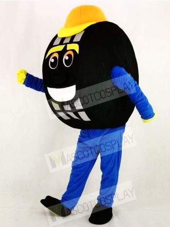 Blue Auto Tyre Cab Tire Mascot Costume Cartoon	