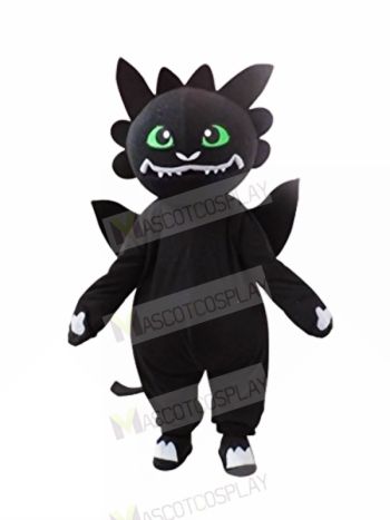 Black Dragon with Green Eyes Mascot Costumes Cartoon