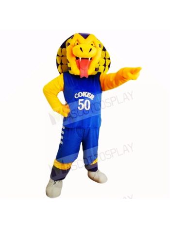 Sports Cobra Snake with Blue Shirt Mascot Costumes Cartoon