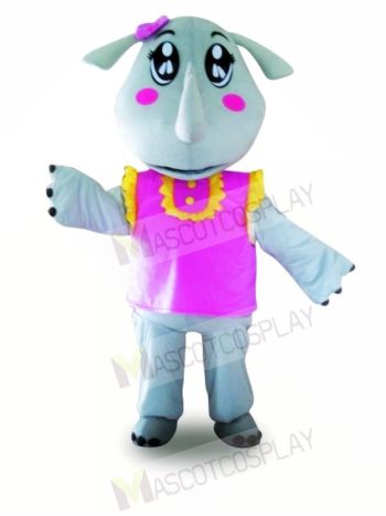 Pink Vest Rhinoceros Mascot Costumes