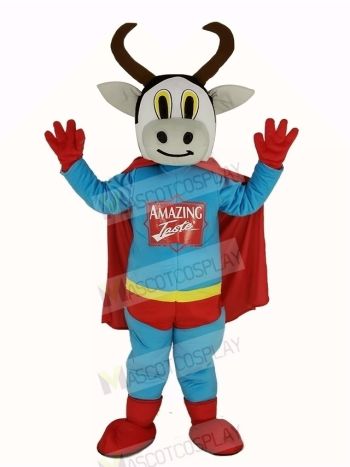Super Cow Cattle with Red Cloak Mascot Costume