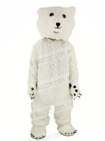 White Fluffy Polar Bear Mascot Costume