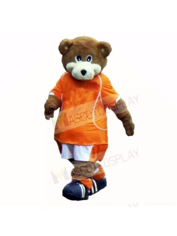 Football Bear with Orange T-shirt Mascot Costumes School
