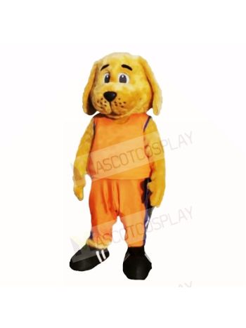 Sporty Dog with Orange Shirt Mascot Costumes Cartoon