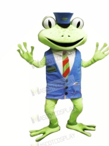 Frog with Blue Vest Mascot Costumes