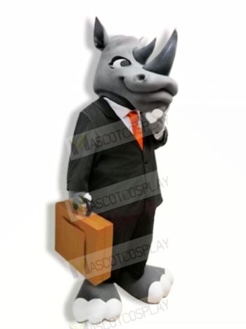 Gentleman Grey Rhino Mascot Costumes Adult