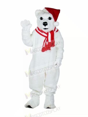 Polar Bear With Hat Mascot Costumes Cartoon
