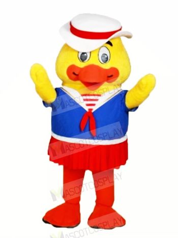 Mama Duck with White Hat Mascot Costume Cartoon