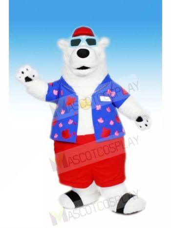 Cool Polar Bear with Glasses Mascot Costumes Animal