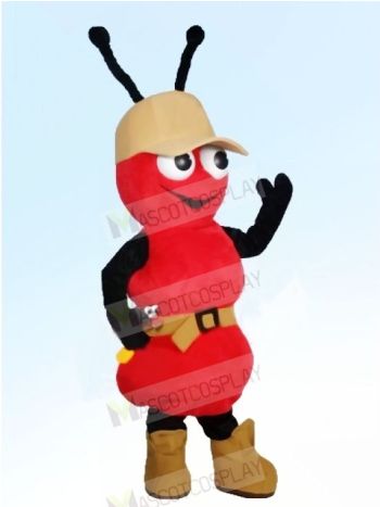 Red Ant with Hat Mascot Costumes Cartoon