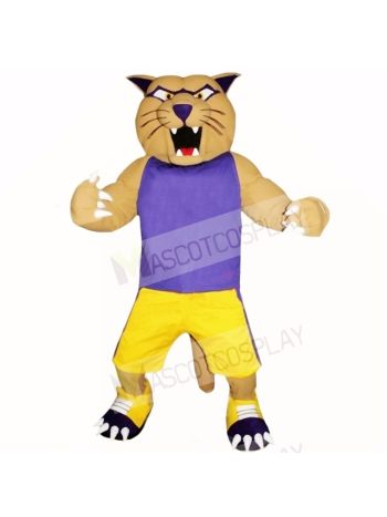 Sport Cougar with Purple Shirt Mascot Costumes Cartoon