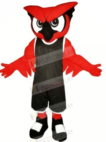 Red Owl with Black Suit Mascot Costumes