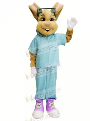 Doctor Bunny with Blue Suit Mascot Costumes Animal