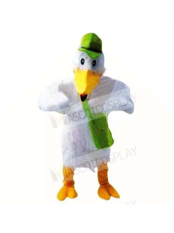 Stork with Green Hat Mascot Costumes Cartoon
