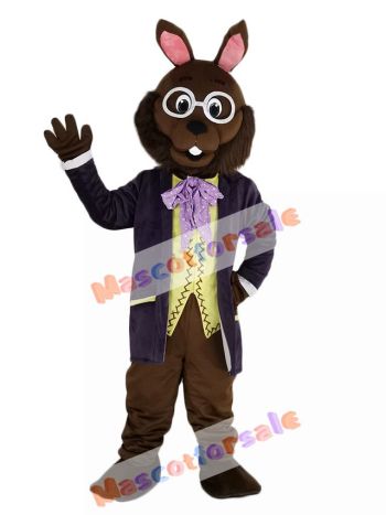 Mr.Bunny Rabbit in Purple Tuxedo Mascot Costume Animal