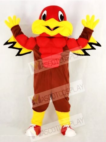 Cute Red Eagle with Blue Eyes Mascot Costume School