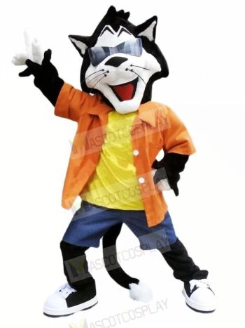 Fashion Cat with Glasses Mascot Costumes Cartoon	