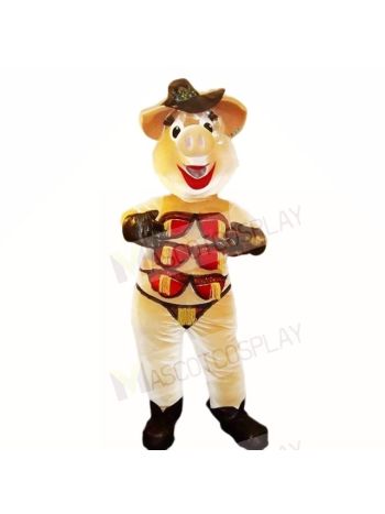 Stripper Pig with Brown Hat Mascot Costumes Cartoon