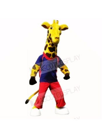 Sport Giraffe with Blue Shirt Mascot Costumes School