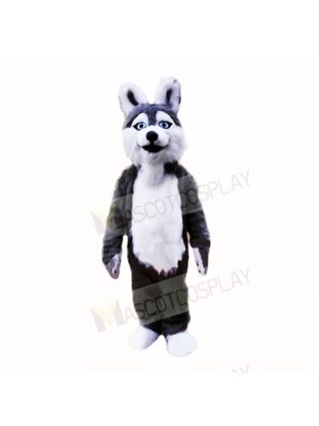 Smiling Grey Plush Husky Dog Mascot Costumes School