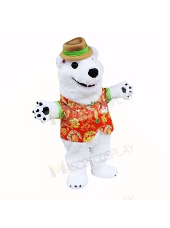 White Friendly Lightweight Polar Bear Mascot Costumes Cartoon