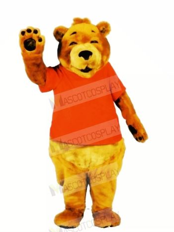Smiling Bear in Orange T-shirt Mascot Costumes Cartoon