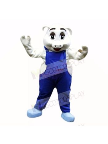 Sport Pig with Blue Overalls Mascot Costumes School
