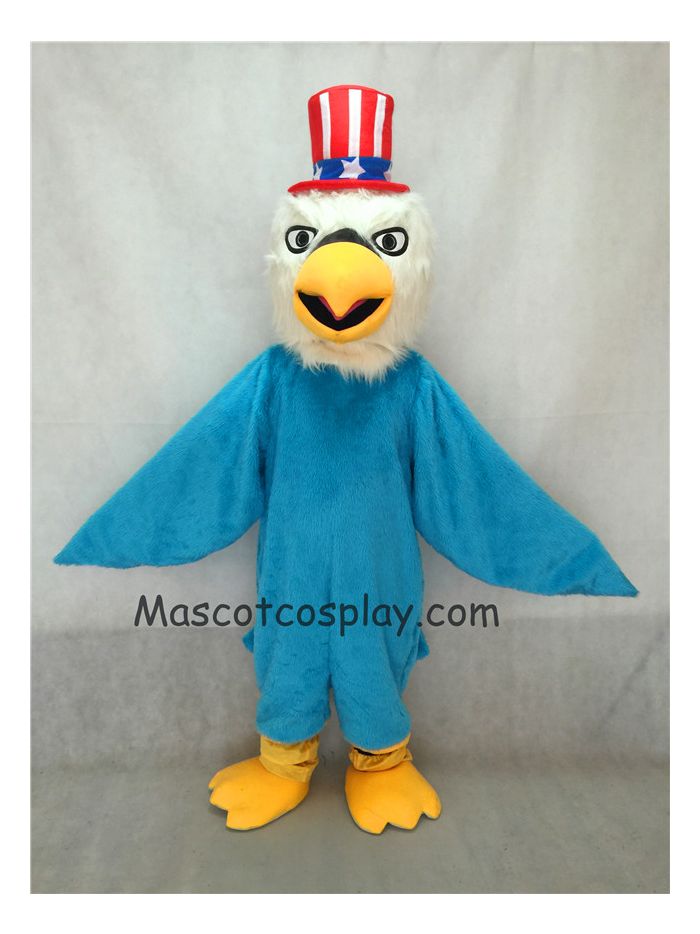 MascotCosplay | New Blue Patriotic Eagle Mascot Costume with Hat Custom ...